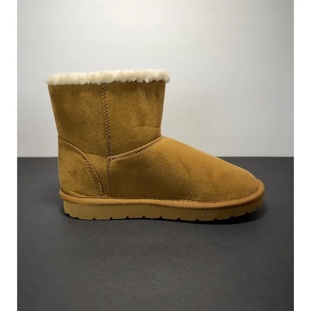 Gap Brown Suede Slip-On Ankle Bootie girls Shoes Faux Fur Lined Size 2